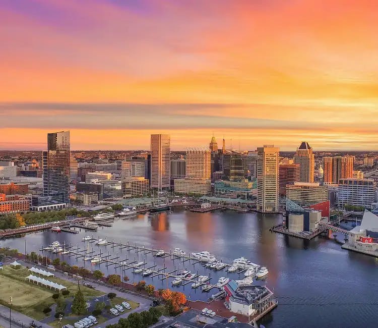 Bird’s eye view of the city of Baltimore.