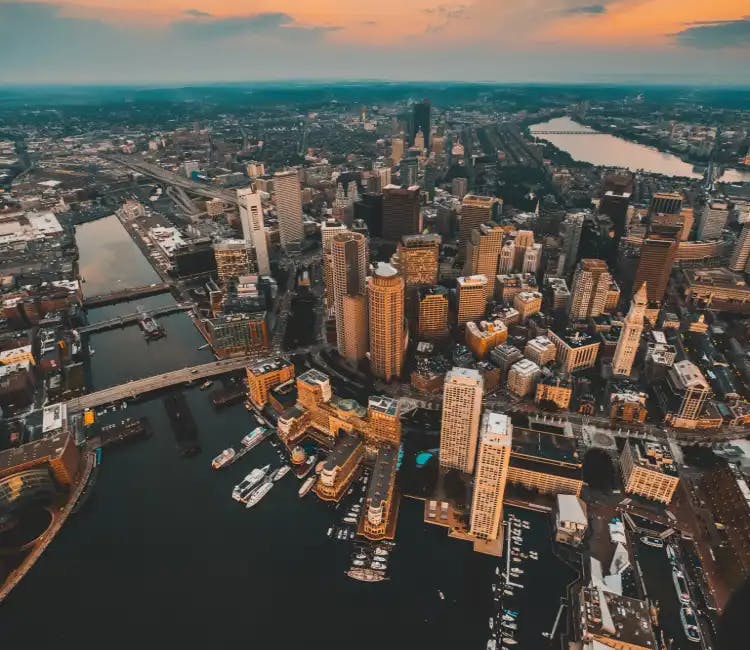 Bird’s-eye view of the city of Boston